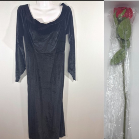 Dresses & Skirts - Morticia Black Velvet Off Shoulder Maxi Dress Women M Morticia Costume Goth NWOT